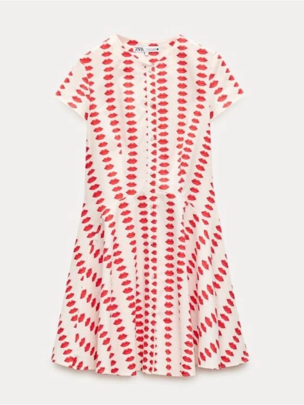 Zara Collection Red Lips Skater Dress with Red waist Bow - Picture 3 of 5